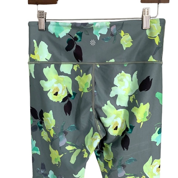 Athleta elation 7/8 tight green army olive floral Hawaiian print leggings - Picture 4 of 8